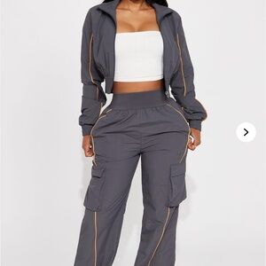 Fashion Nova Charcoal windbreaker set